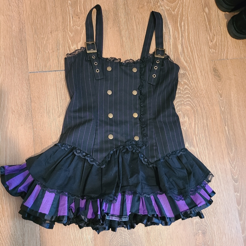 XS Gothic Pinstripe Mini Dress